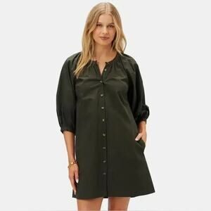 NWT Amour Vert Esther Organic Cotton Poplin Dress Black Womens Size XS